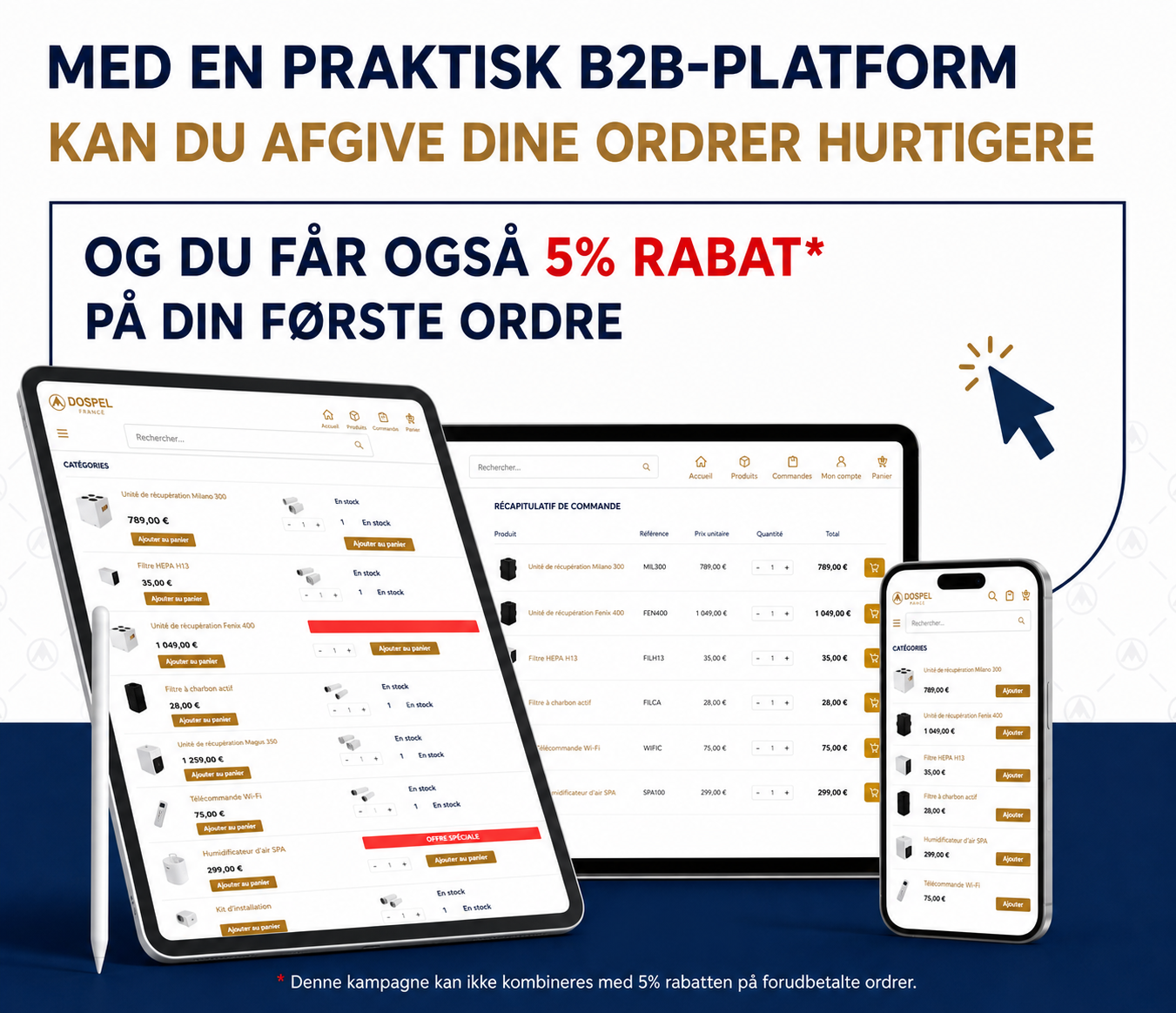 Dospel B2B platform bestillingsbanner
